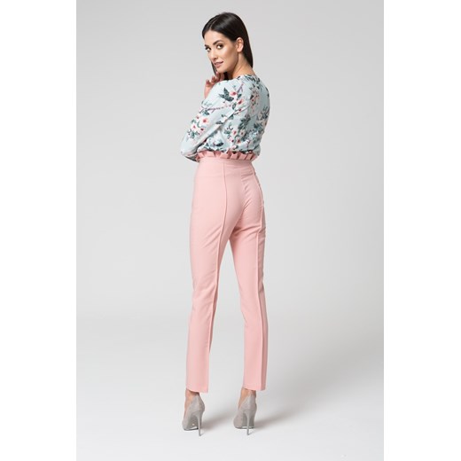 CM3688 Eleganckie spodnie z podwyższonym stanem - różowe