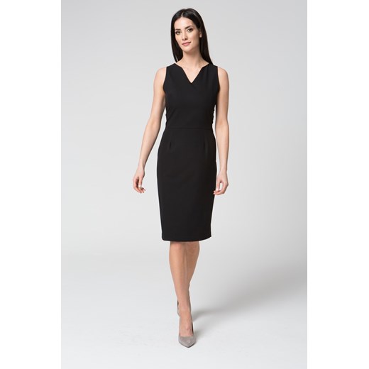 CM3700 Elegancka sukienka ołówkowa bez rękawów - czarna