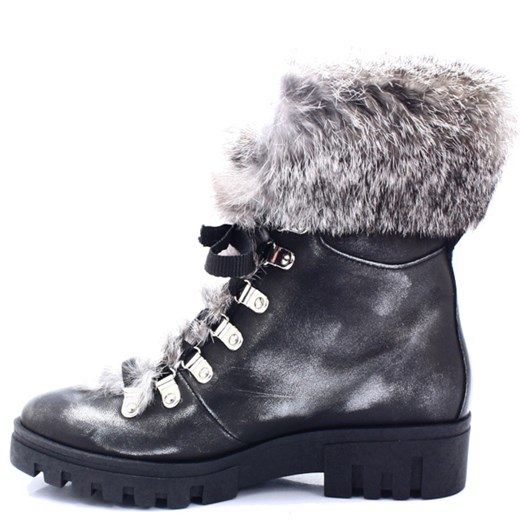 Workery damskie Ulmani Shoes bez wzorów casual na płaskiej podeszwie na zimę sznurowane 