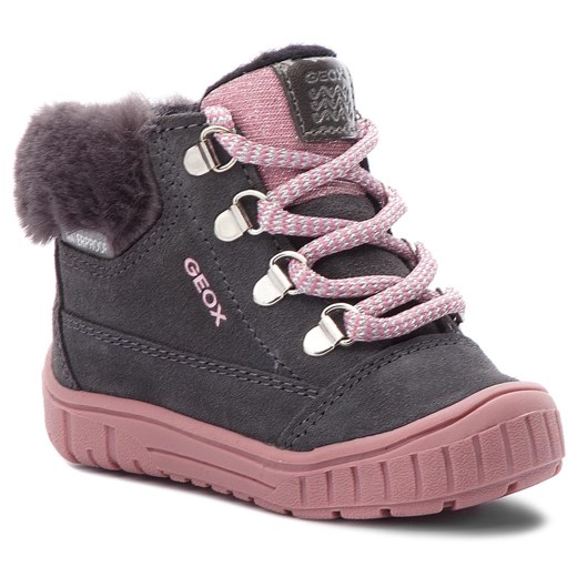 Buty zimowe dziecięce czarne Geox gładkie z tworzywa sztucznego 