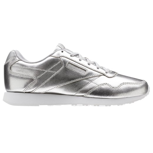 Reebok buty sportowe damskie ze skóry srebrne sznurowane 