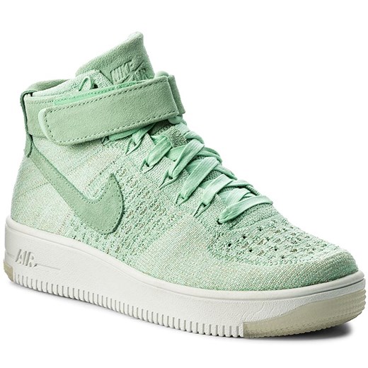 Zielone buty sportowe damskie Nike air force bez wzorów na platformie 