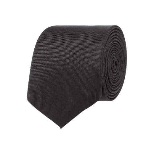 Krawat z jedwabiu ze strukturą splotu czarny Calvin Klein One Size Peek&Cloppenburg 