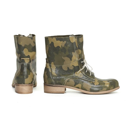 Botki Zapato casual ze skóry wiązane