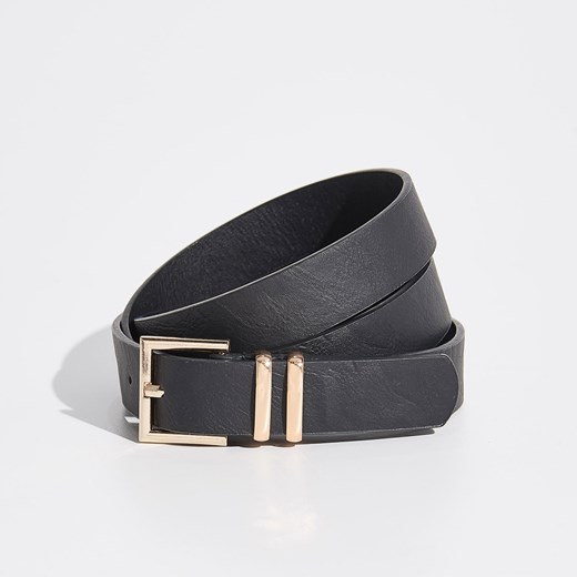 Sinsay - Pasek z ozdobnymi szlufkami - Czarny