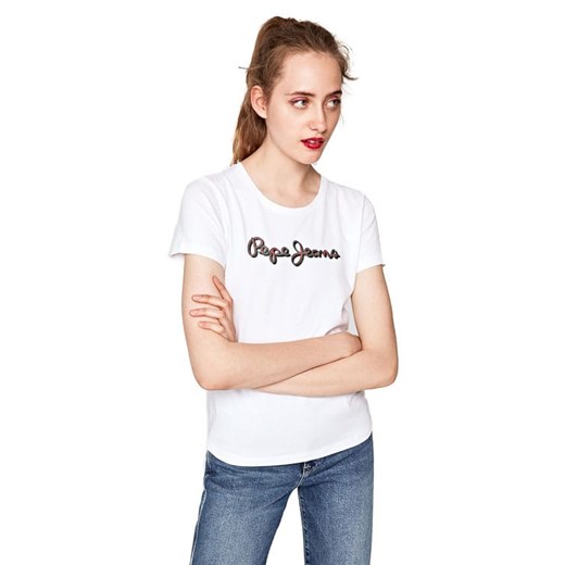 Bluzka damska Pepe Jeans biała z krótkim rękawem 
