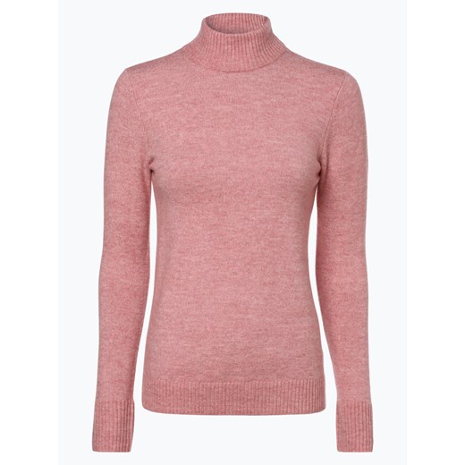 Sweter damski różowy Soyaconcept® z dzianiny z golfem bez wzorów 