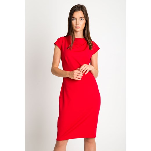 Czerwona sukienka z dekoltem woda  Quiosque 38 quiosque.pl