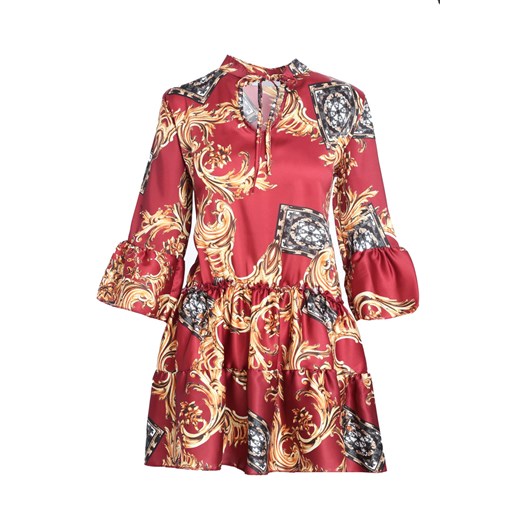 Sukienka Born2be mini z dekoltem w literę v wielokolorowa na co dzień koszulowa na wiosnę 