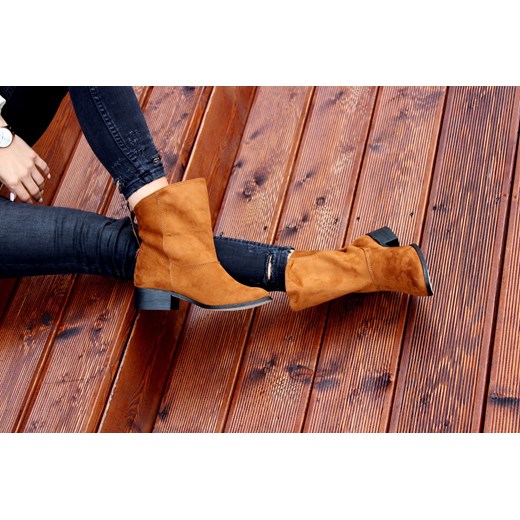 cudowne workery ohshoes katie eko zamsz kolor camelowy POLSKA PRODUKCJA