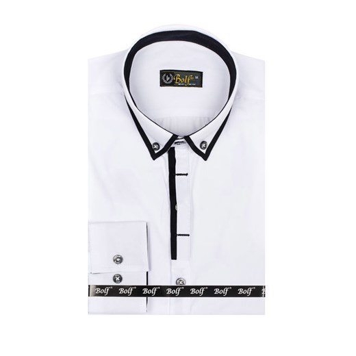 Koszula męska elegancka z długim rękawem biała Bolf 8824  Denley M 