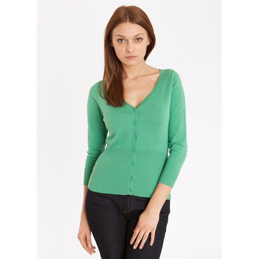 Klasyczny kardigan greenpoint-pl zielony sweter