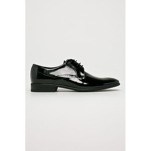 Conhpol buty eleganckie męskie wiosenne czarne sznurowane 