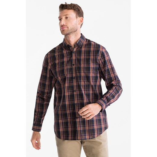 C&A Koszula-Regular Fit-przypinany kołnierzyk-w kratę, Brązowy, Rozmiar: XL