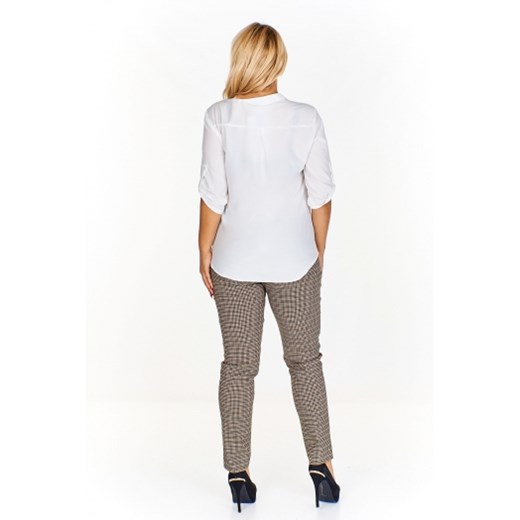 Biała bluzka damska Jarex Collection z krótkimi rękawami bez wzorów 