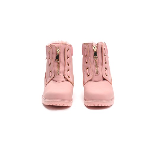 Buty zimowe dziecięce różowe Born2be trapery 
