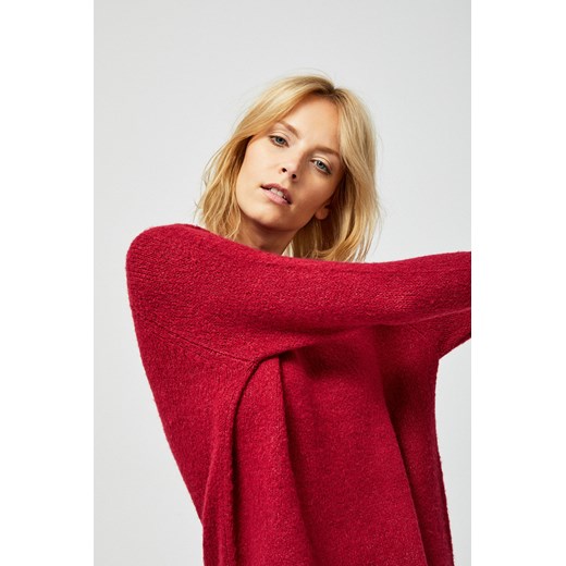 Sweter damski casual wełniany z okrągłym dekoltem