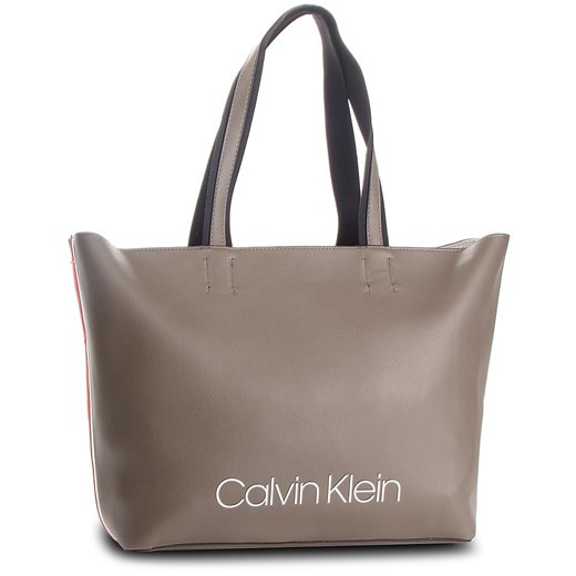 Shopper bag Calvin Klein brązowa duża casualowa 