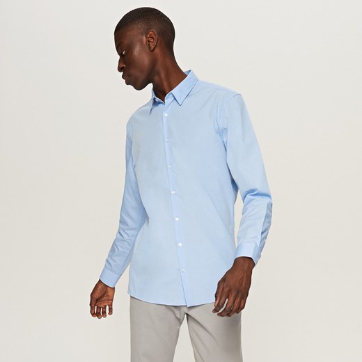 Reserved - Elegancka koszula z tkaniny poplin - Niebieski