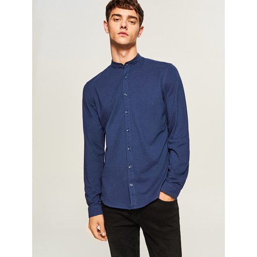 Reserved - Koszula slim fit z łatami na łokciach - Granatowy