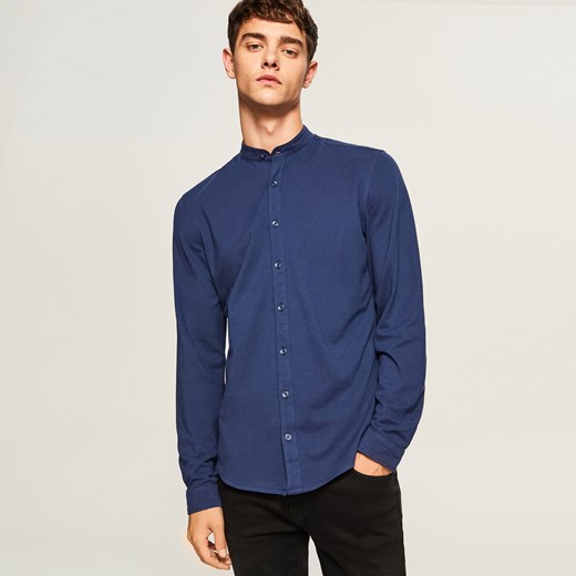 Reserved - Koszula slim fit z łatami na łokciach - Granatowy