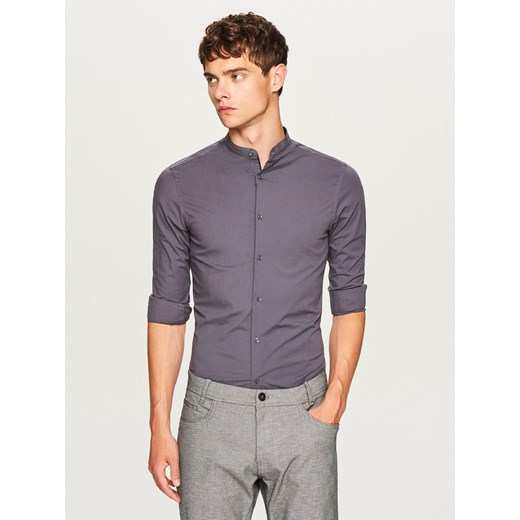 Reserved - Koszula ze stójką super slim fit - Khaki