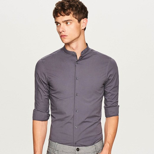 Reserved - Koszula ze stójką super slim fit - Khaki