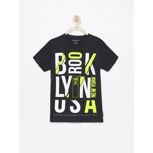 Reserved - T-shirt z nadrukiem Brooklyn USA - Czarny