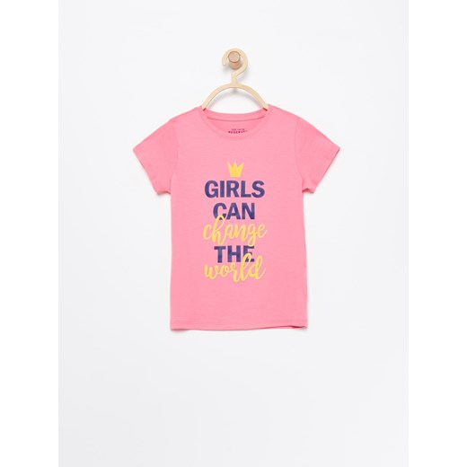 Reserved - T-shirt z napisem - Różowy