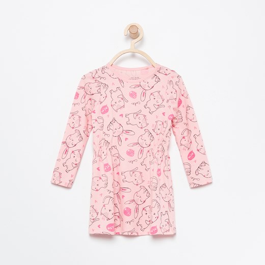 Reserved - Bawełniana sukienka z nadrukiem - Różowy