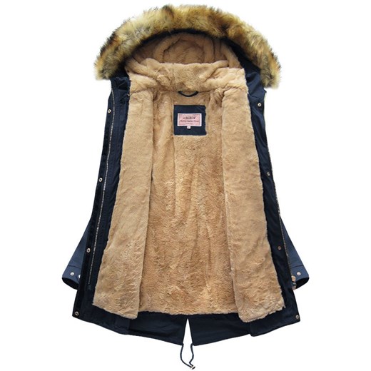 Parka damska Mhm granatowa w stylu marine poliestrowa