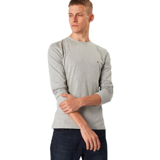 T-shirt męski Tommy Hilfiger bez wzorów z długim rękawem z tkaniny 