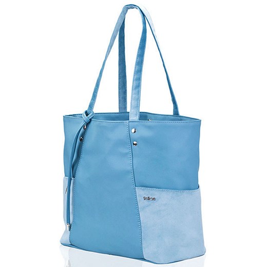 Shopper bag Felice bez dodatków niebieska na ramię duża casual 