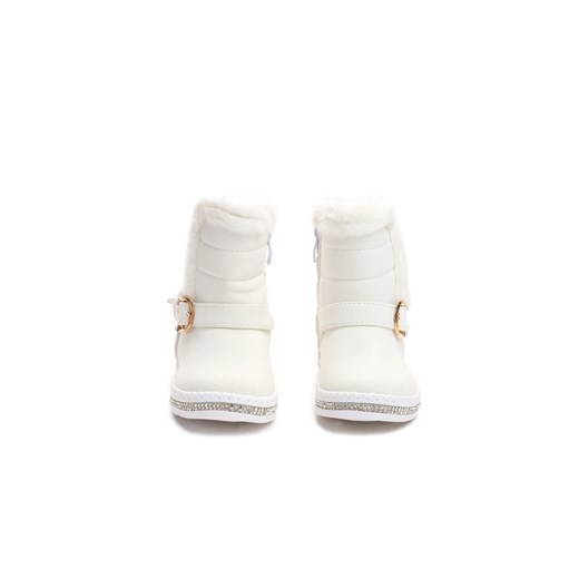 Born2be buty zimowe dziecięce białe ze skóry ekologicznej 