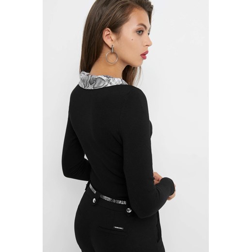 Bluzka damska czarna ORSAY z długimi rękawami ze sznurowanym dekoltem 