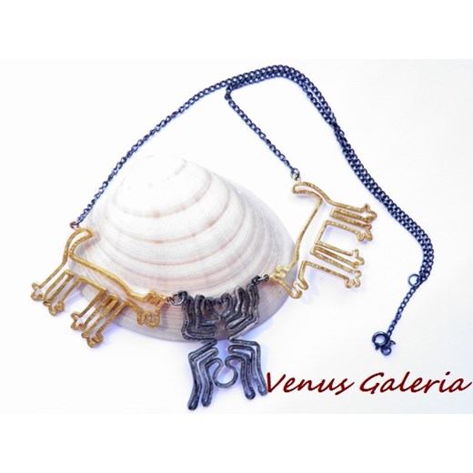 Naszyjnik srebrny - Rysunki z Nazca IV venus-galeria bialy abstrakcyjne wzory