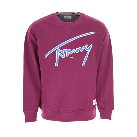 Bluza męska Tommy Hilfiger fioletowa jesienna w stylu młodzieżowym 