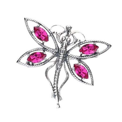 Różowa broszka Polcarat Design z kryształkiem swarovskiego 