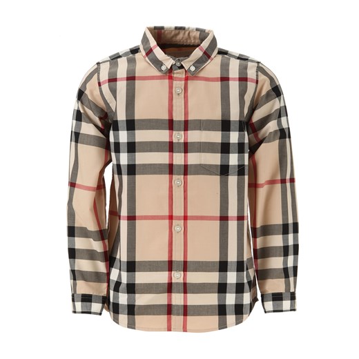 Koszula chłopięca Burberry brązowa z bawełny w kratkę