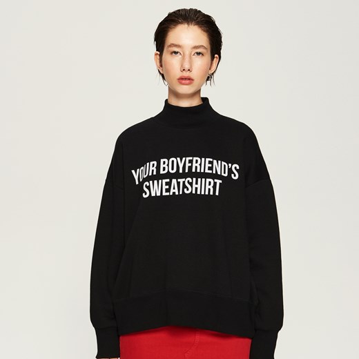 Sinsay - Bluza oversize z nadrukiem - Czarny Sinsay One Size
