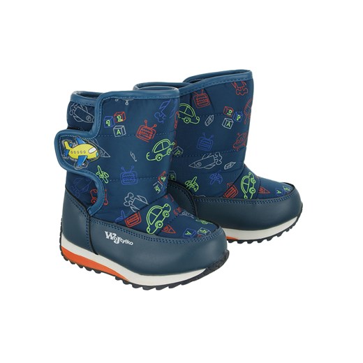 Niebieskie buty zimowe dziecięce Wojtyłko sznurowane śniegowce 