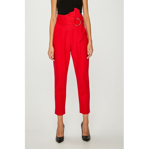 Spodnie damskie czerwone Answear tkaninowe bez wzorów 