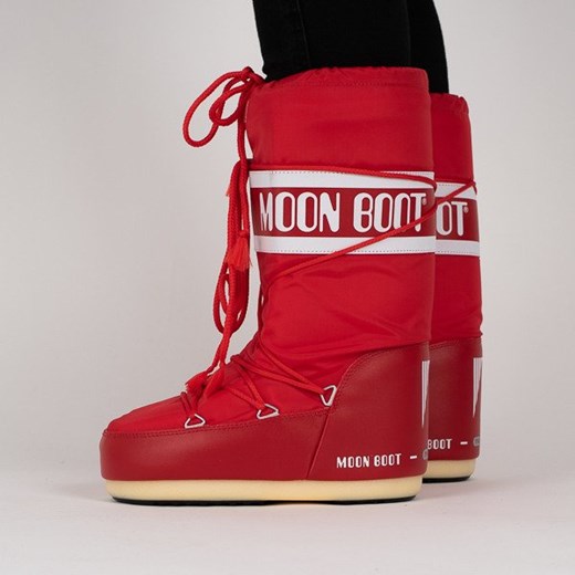 Śniegowce damskie Moon Boot czerwone z gumy 