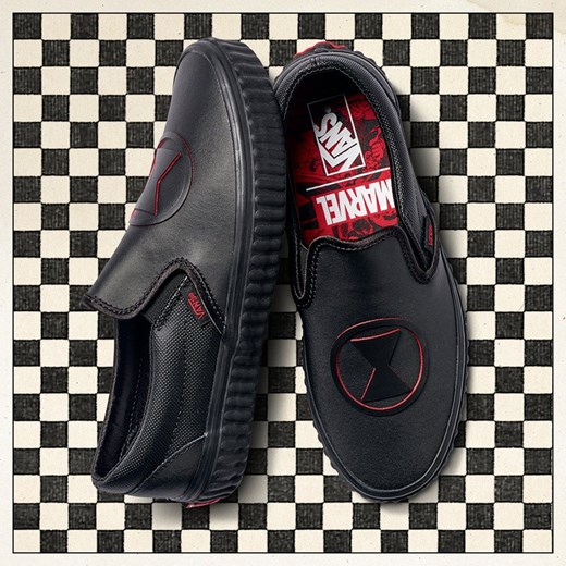 Buty damskie sneakersy Vans Classic Slip-On x Marvel Black Widow VA38F7U7K