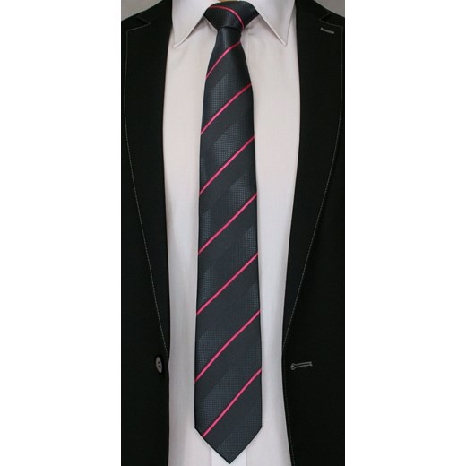Krawat szary Angelo Di Monti w paski 