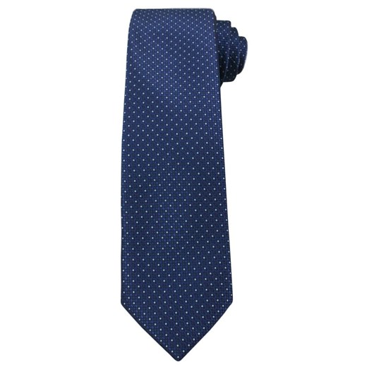 Granatowy Elegancki Krawat -Angelo di Monti- 7 cm, Męski, w Błękitne Kropeczki KRADM1443  Angelo Di Monti  JegoSzafa.pl