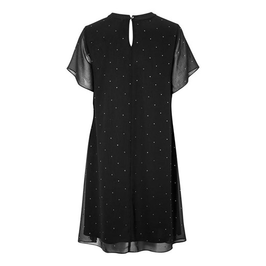 Sukienka Cellbes czarna z dekoltem w literę v oversize z krótkim rękawem midi 