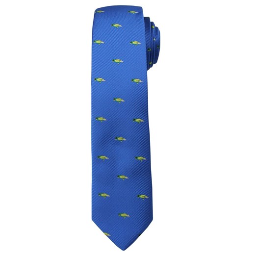 Błękitny Stylowy Krawat -Angelo di Monti- 6 cm, Męski, w Zielone Papugi, Motyw Zwierzęcy KRADM1452 ze sklepu JegoSzafa.pl w kategorii Krawaty - zdjęcie 58952773