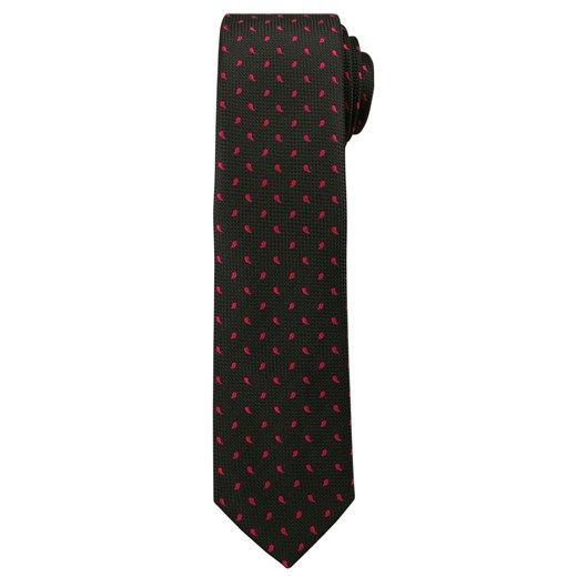 Czarny Elegancki Krawat -Angelo di Monti- 6 cm, Męski, w Czerwone Łezki KRADM1472 ze sklepu JegoSzafa.pl w kategorii Krawaty - zdjęcie 58952793