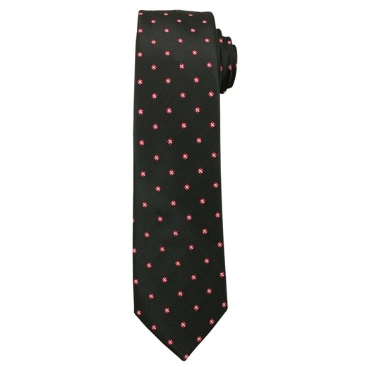 Czarny Elegancki Krawat Męski -Angelo di Monti- 6 cm, w Czerwone Figury Geometryczne KRADM1481 ze sklepu JegoSzafa.pl w kategorii Krawaty - zdjęcie 58952801